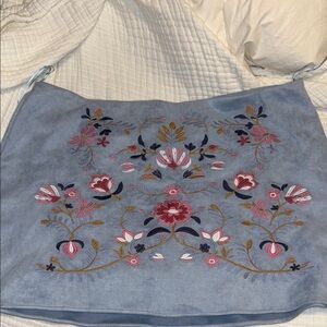 ARULA Blue Floral Embroidered Mini Skirt